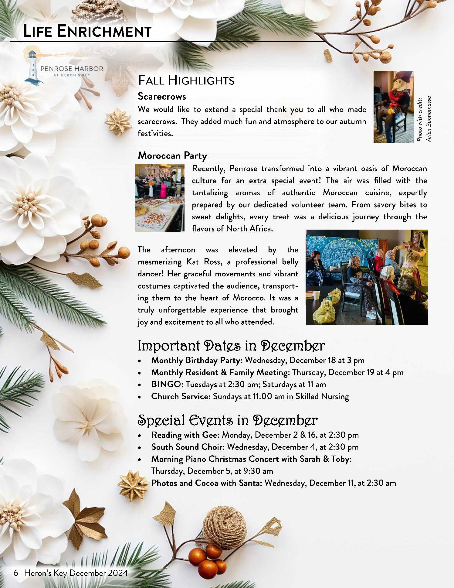 Heron's Key Monthly Newsletter; Heron's Flight for December 2024. This newsletter covers activities, events, and news happening around the community.