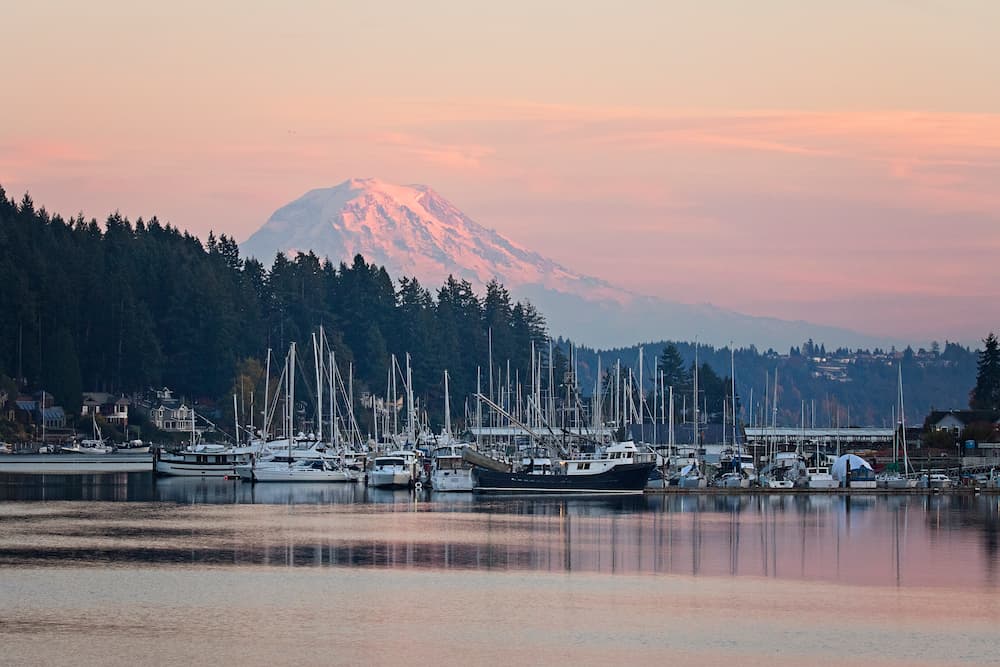 photo of mt rainier across gig harbor